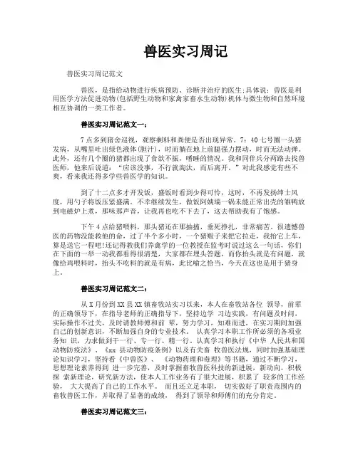 兽医实习周记