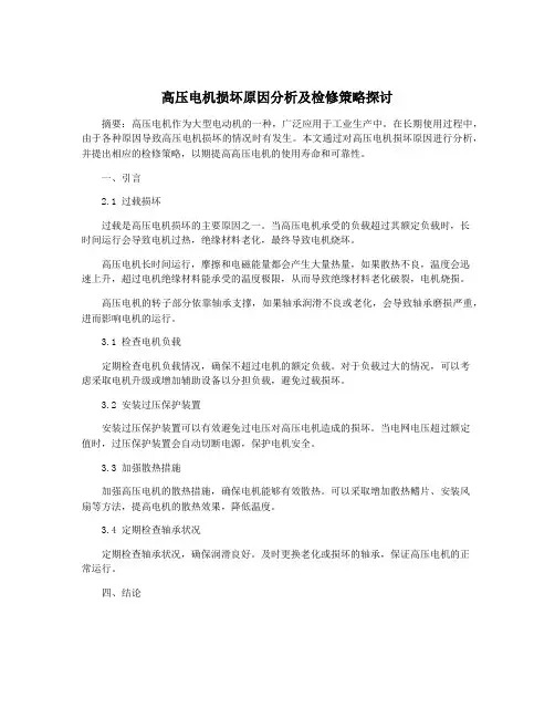 高压电机损坏原因分析及检修策略探讨