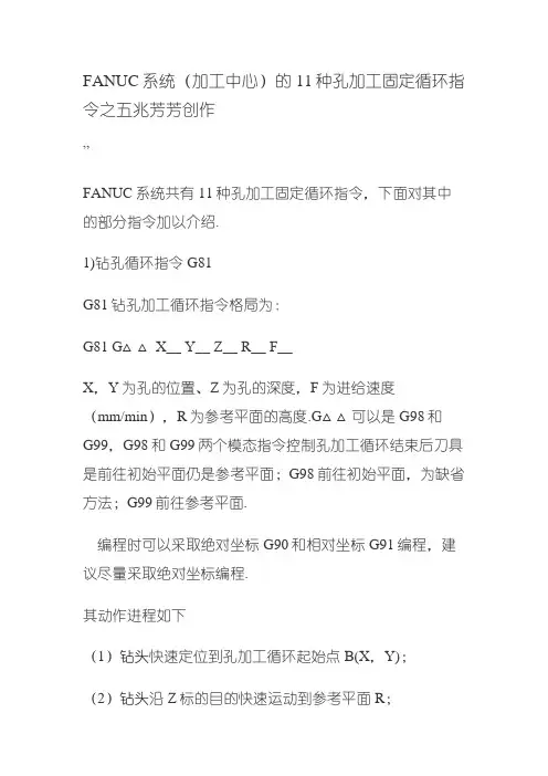 FANUC系统(加工中心)的11种孔加工固定循环指令