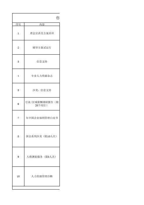 某人力资源咨询项目增值服务清单