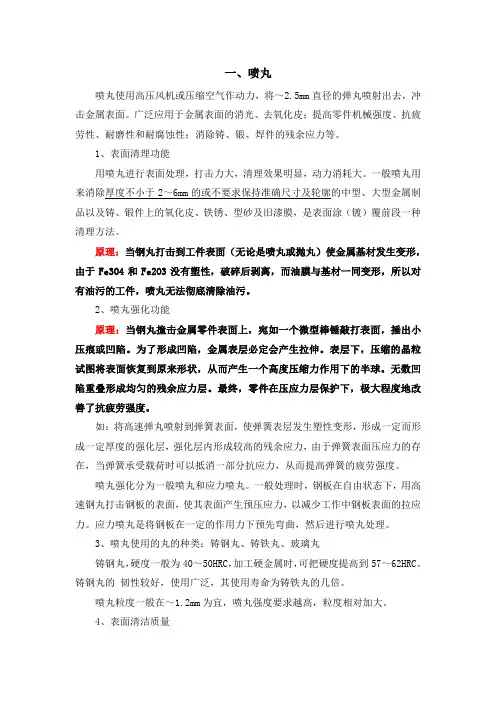 金属表面处理—喷丸、抛丸、喷砂