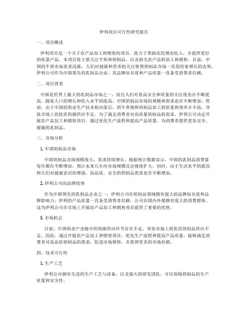 伊利项目可行性研究报告