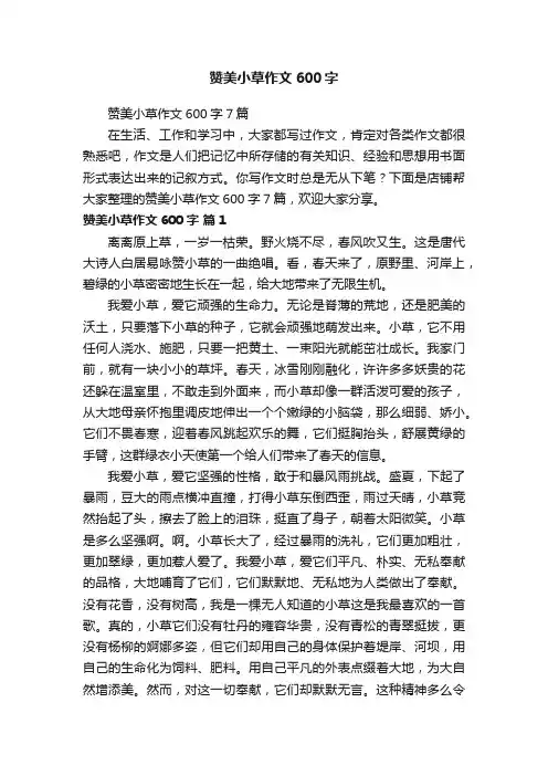 赞美小草作文600字