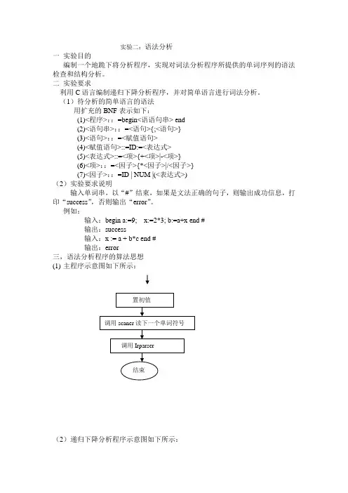 编译原理实验：语法分析