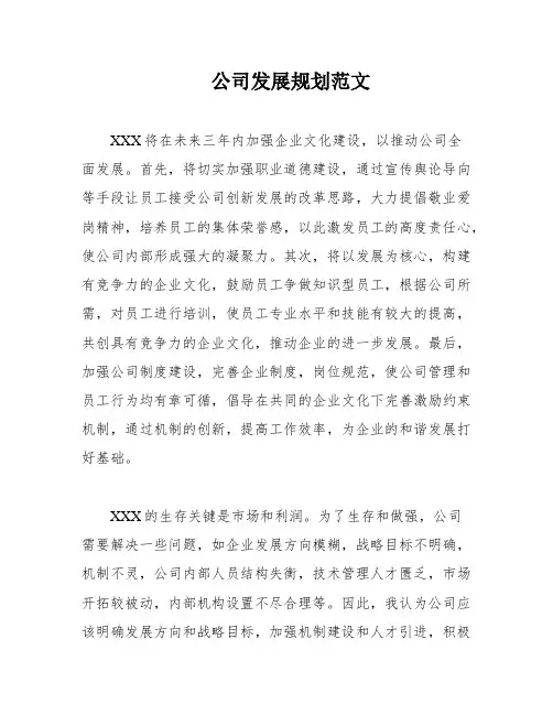公司发展规划范文