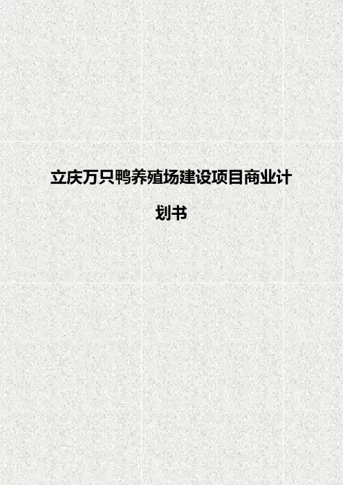 上万只鸭养殖饲养基地建设项目商业计划书【报批稿】