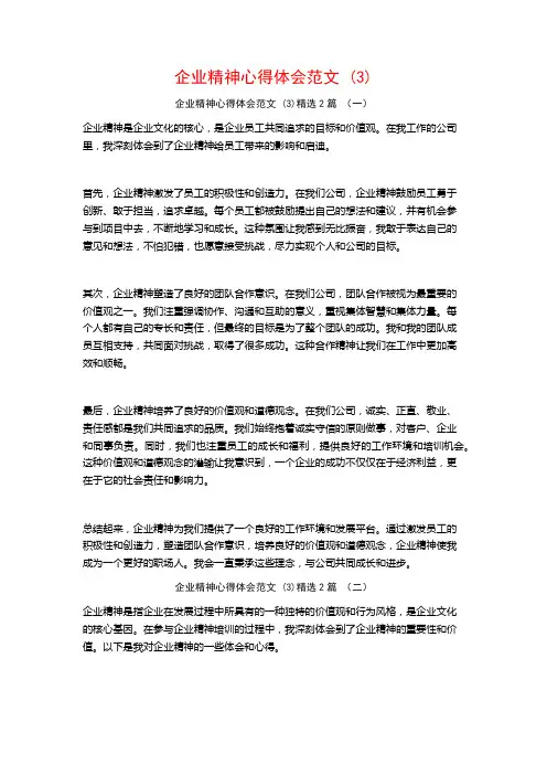 企业精神心得体会范文2篇