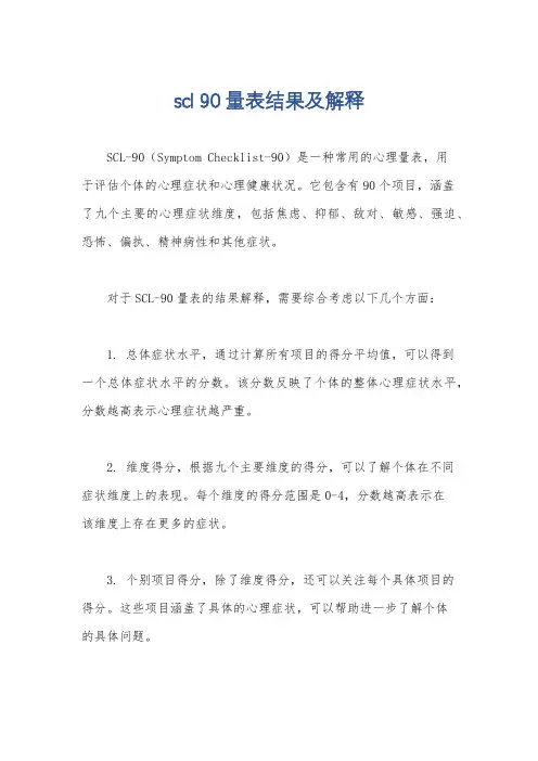 scl 90量表结果及解释