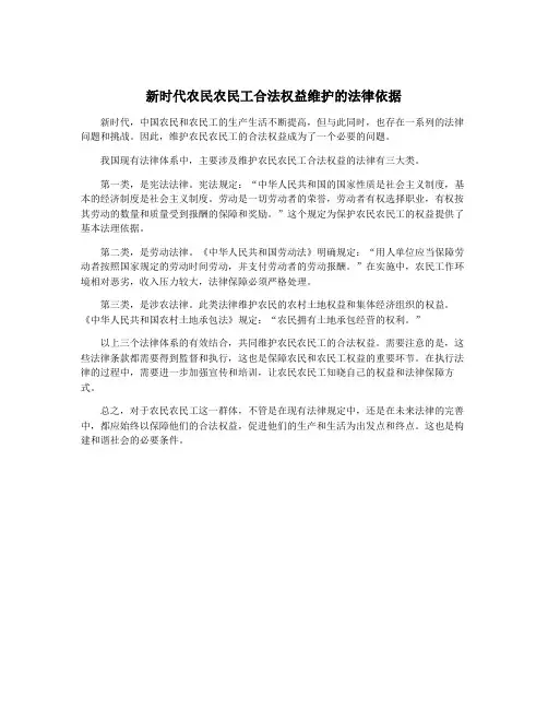 新时代农民农民工合法权益维护的法律依据