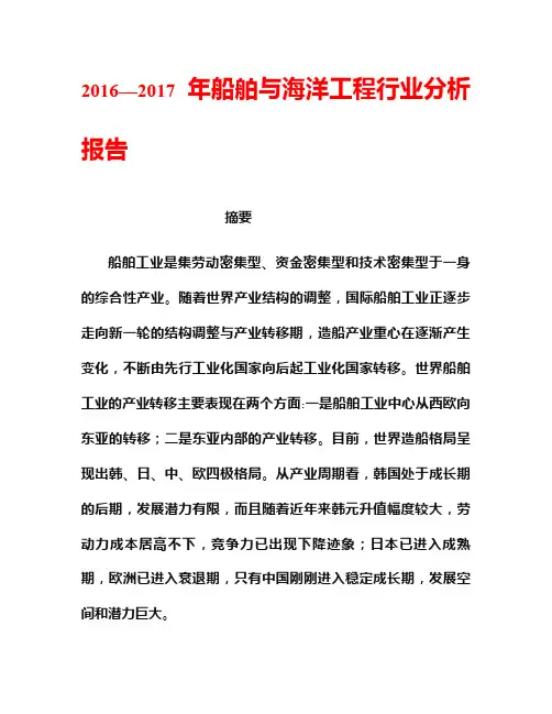 船舶与海洋工程行业分析报告