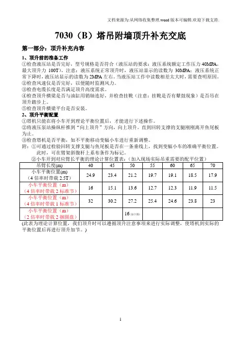 7030塔吊附墙顶升补充交底_图文.doc