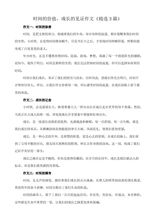 时间的价值,成长的见证 作文(精选3篇)
