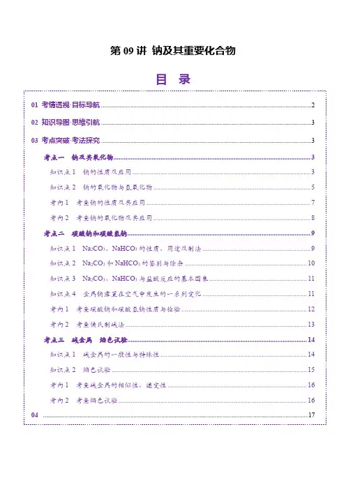第01讲 钠及其重要化合物(讲义)(原卷版)