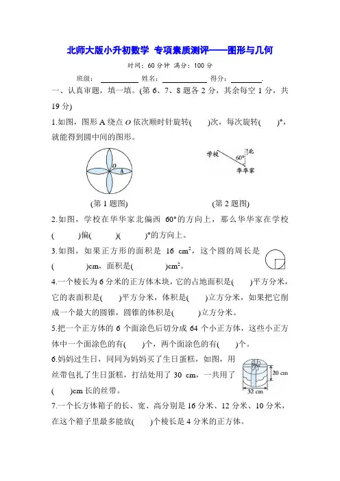 北师大版小升初数学 专项素质测评——图形与几何(含答案及解析)