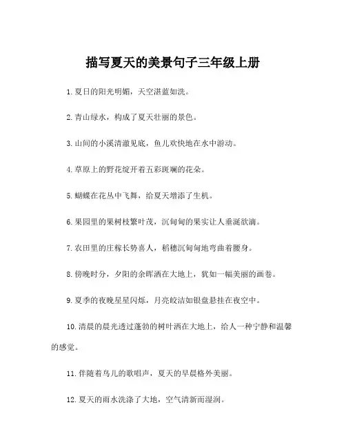 描写夏天的美景句子三年级上册