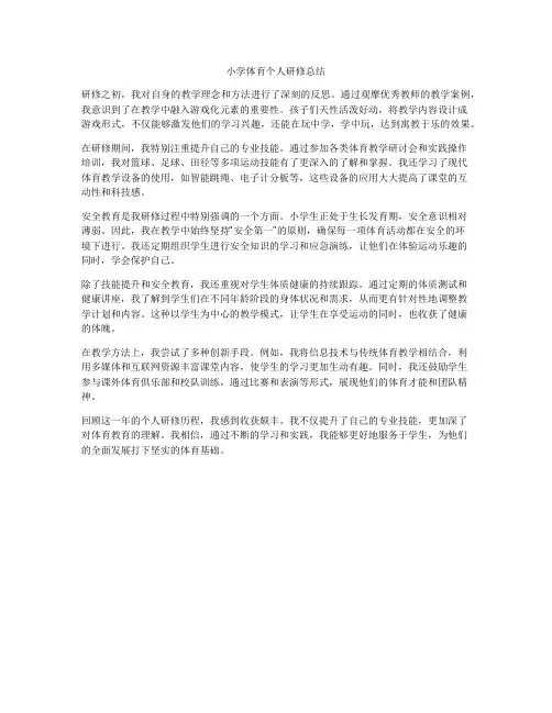 小学体育个人研修总结