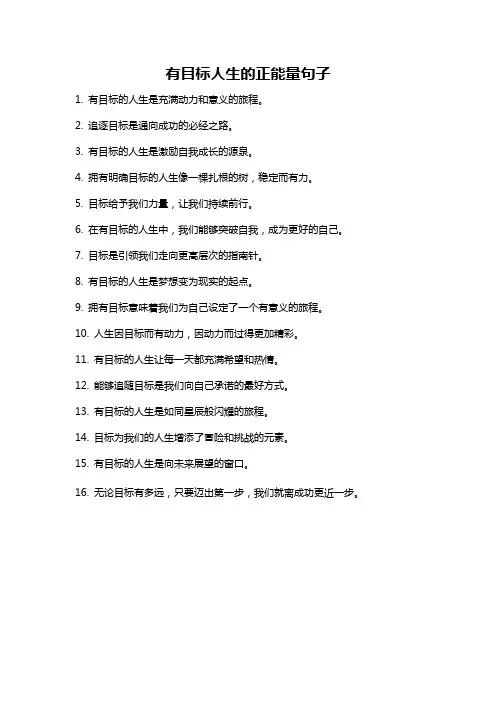 有目标人生的正能量句子
