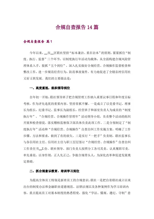 合规自查报告14篇
