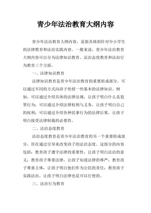 青少年法治教育大纲内容