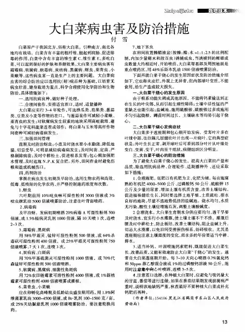 大白菜病虫害及防治措施
