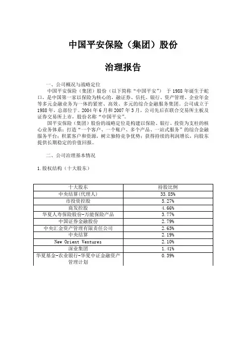 中国平安公司治理报告.(1)