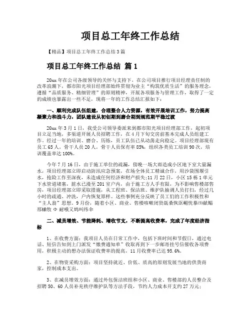 项目总工年终工作总结