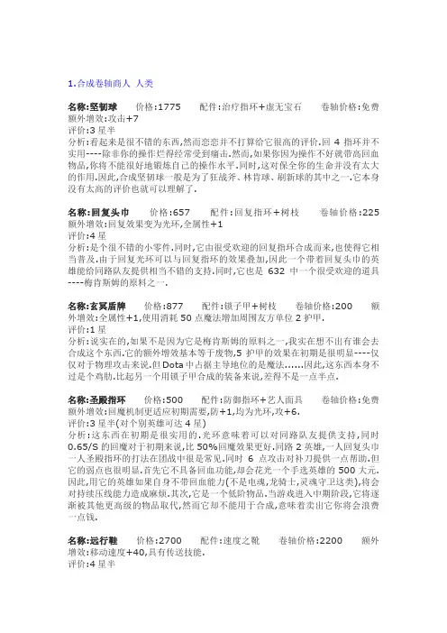 DOTA物品合成列表