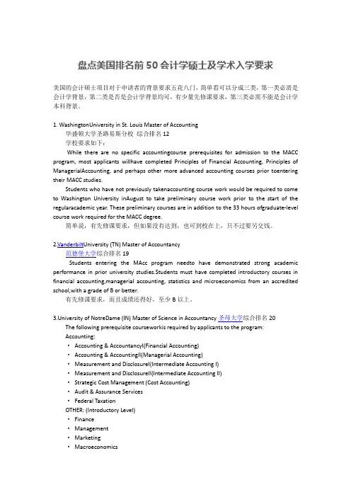盘点美国排名前50会计学硕士及学术入学要求
