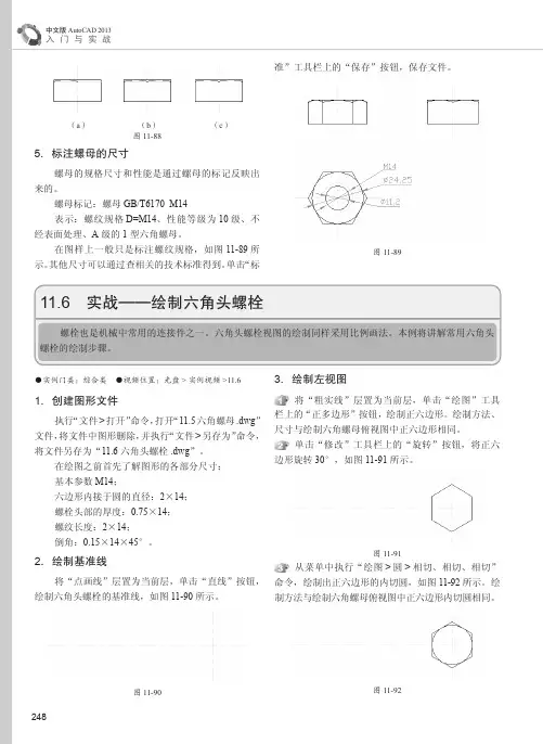 实战——绘制六角头螺栓_中文版AutoCAD 2013入门与实战_[共2页]