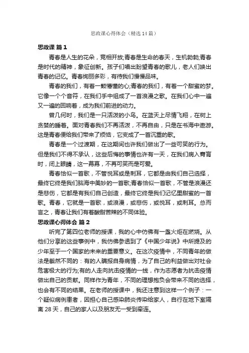 思政课心得体会（精选14篇）