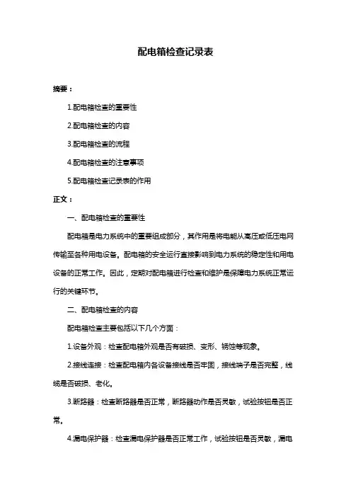 配电箱检查记录表