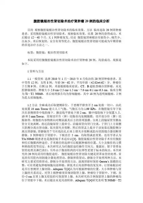 腹腔镜根治性肾切除术治疗肾肿瘤20例的临床分析