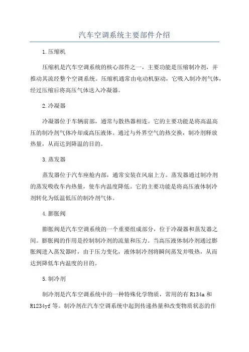 汽车空调系统主要部件介绍