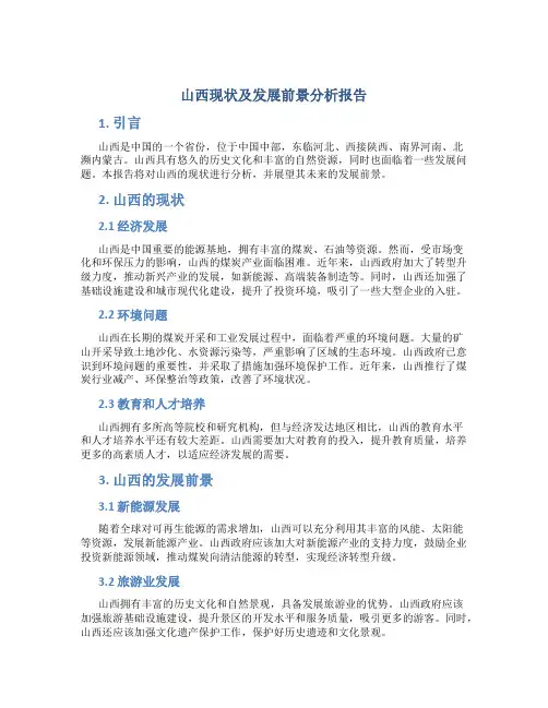 山西现状及发展前景分析报告