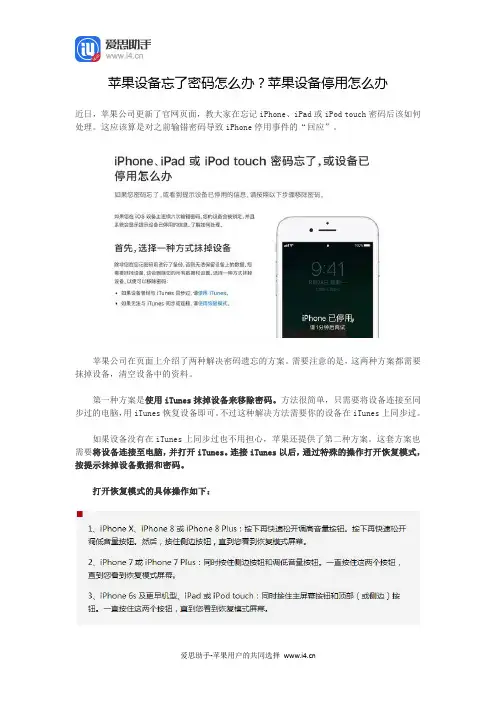 苹果设备忘了密码怎么办？