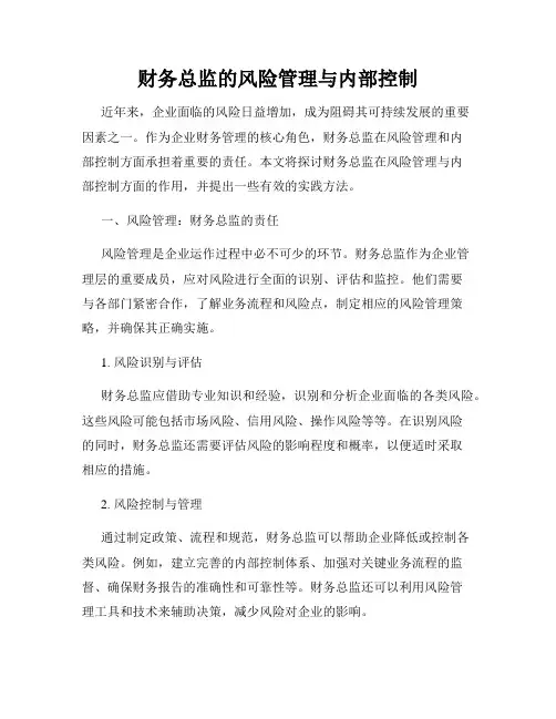 财务总监的风险管理与内部控制