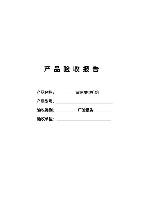 发电机厂验报告书