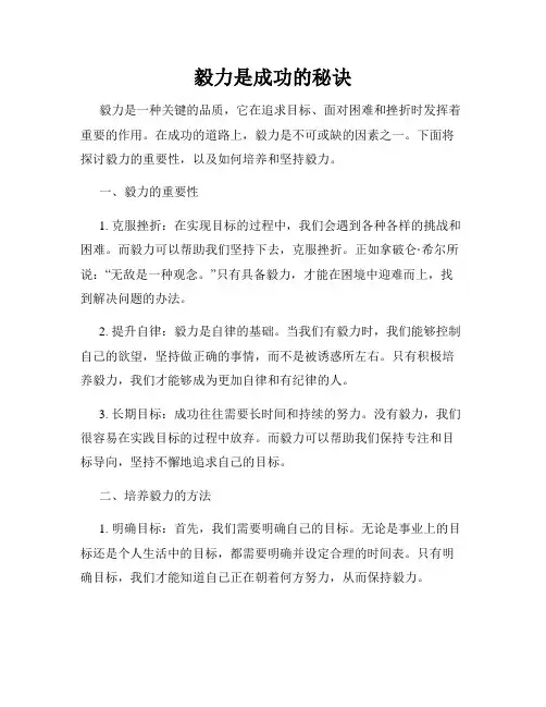 毅力是成功的秘诀
