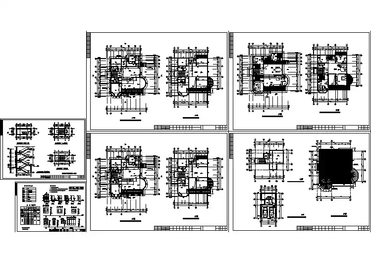 某地小型别墅实例建筑cad施工图（共6张）
