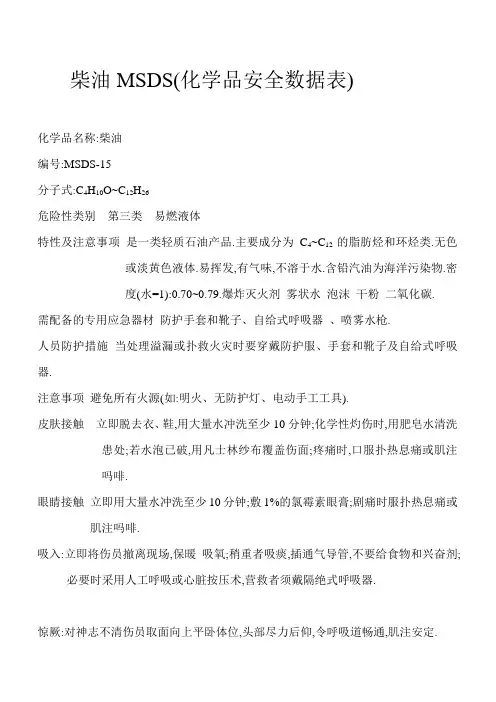 柴油MSDS