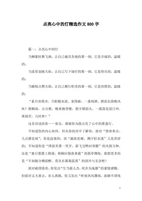 点亮心中的灯精选作文800字