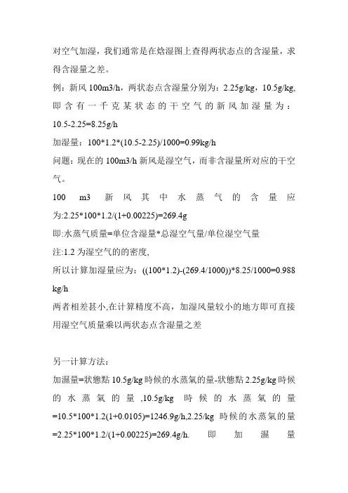 加湿量计算