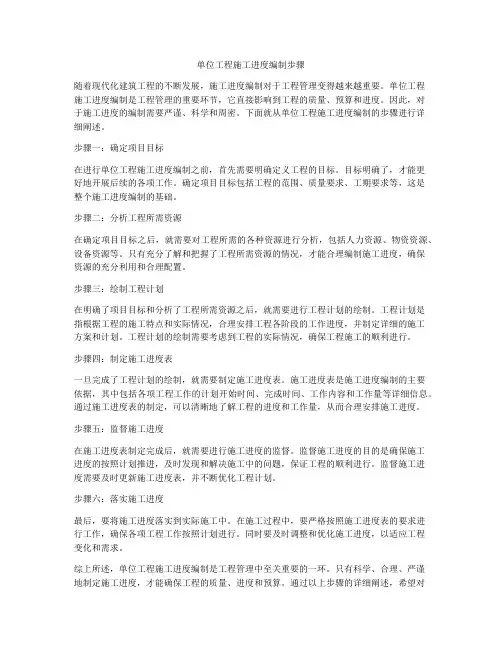 单位工程施工进度编制步骤