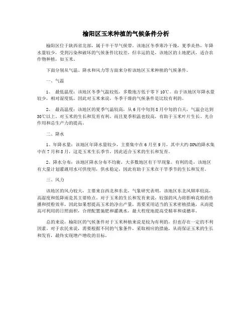 榆阳区玉米种植的气候条件分析