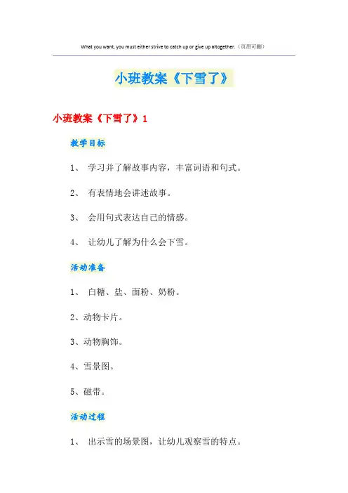 小班教案《下雪了》