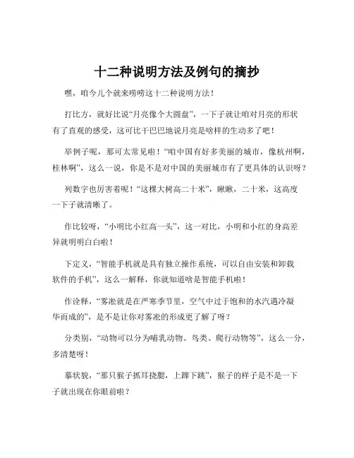 十二种说明方法及例句的摘抄