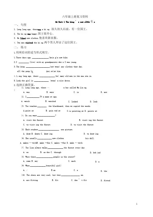 完整word版译林6A复习资料知识点归纳及复习题word文档良心出品