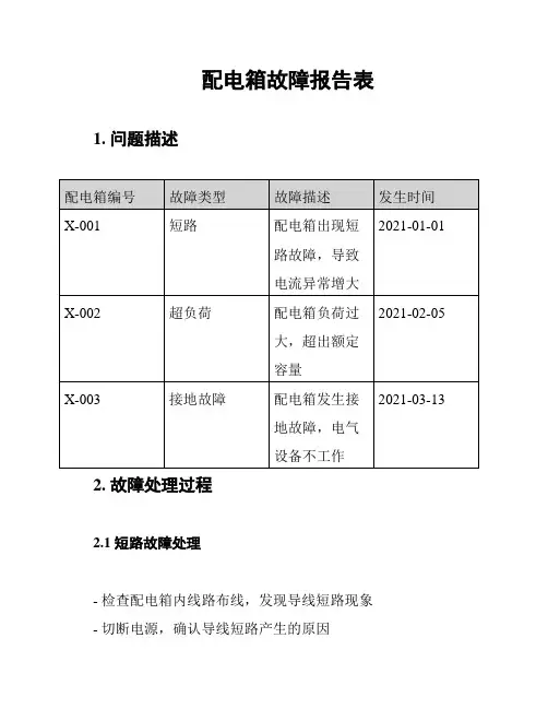 配电箱故障报告表