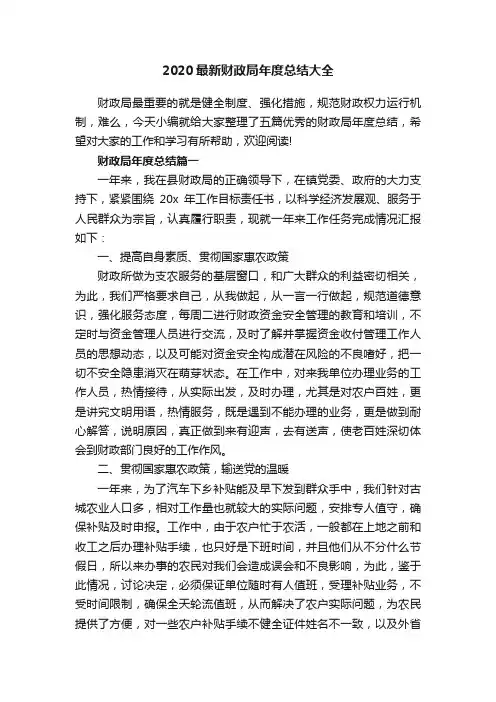 2020最新财政局年度总结大全
