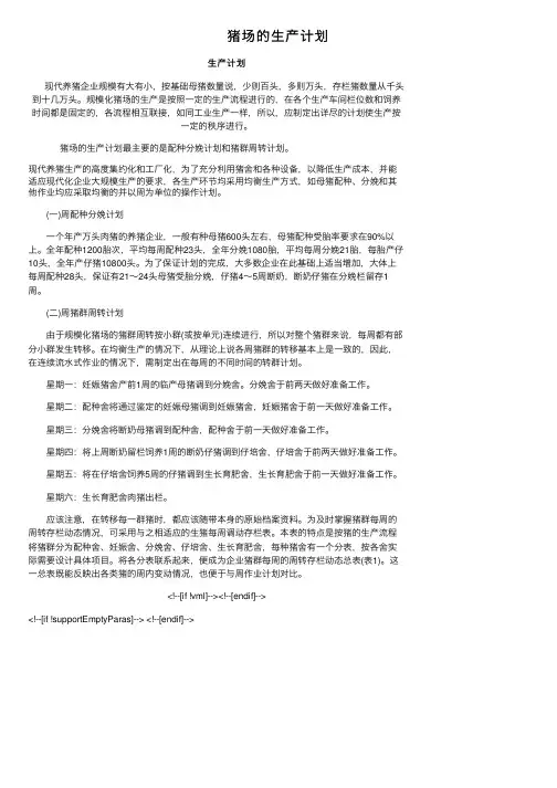 猪场的生产计划